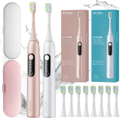 Obrázok produktu pre Zubná kefka SpinelCare SmileOn White + zubná kefka SpinelCare SmileOn Pink + 8 tipov + 2 puzdrá
