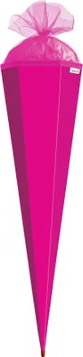 Produktbild von Bastel-Schultüte groß pink - 85 cm 6-eckig - extra stabil durch Rot(h)-Spitze mit farbigem Tüll-Verschluss