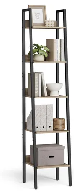 Productafbeelding van VASAGLE Boekenrek, ladderrek met 5 niveaus, smal rek, open staande kast
