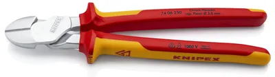 Produktbild von Knipex Seitenschneider-Kraft 250mm, VDE-, isoliert, verchromt, rot/gelb, 1 Stk.