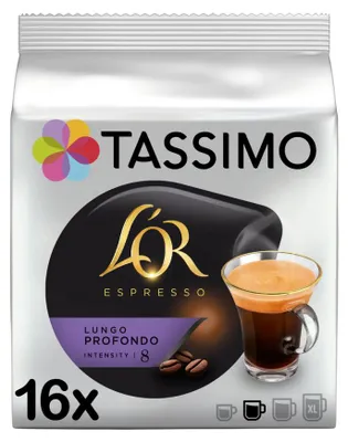 Obrázek produktu pro TASSIMO L'OR Lungo Profondo, Kávová kapsle, Espresso, T DISC, 16 hrnků, 1 kusů