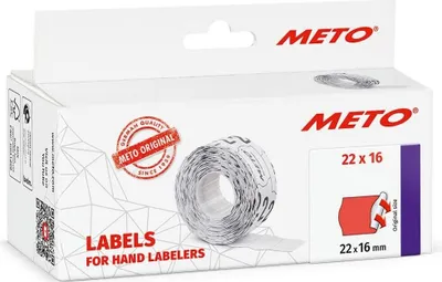 Produktbild von METO Etiketten für Preisauszeichner 22 x 16 mm rot 6 Rollen à 1.000 Etiketten