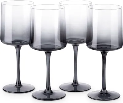 Produktbild von Navaris grau getönte Weingläser 4er-Set - Farbige Weingläser mit Stiel - Stilvolle Design-Glaswaren zum Servieren von Wein Cocktails Desserts