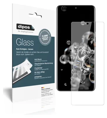 A product package for a screen protector is shown next to a smartphone with a screen protector applied.