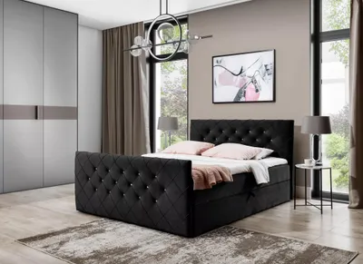 Obrázek produktu pro Boxspringová postel LENKA - 200x220, černá + topper