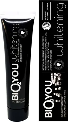 Produktbild von 100ml BIO2YOU Aktivkohle Whitening Zahnpasta OHNE FLUORID / Minzöl / Fluorfrei