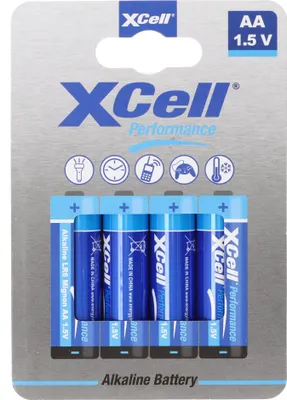 Zdjęcie produktu dla Bateria alkaliczna XCell Mignon, AA, LR6, opakowanie przyjazne dla środowiska, blister 4 szt