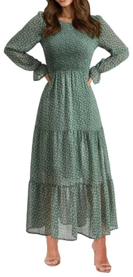 Produktbild von BTFBM Lässiges Damenkleid, langärmelig, Rundhalsausschnitt, Herbstkleid, Bohemia