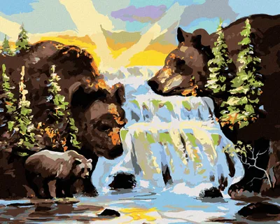 Produktbild von Zuty - Malen nach Zahlen - BÄR UND WASSERFALL (D. RUSTY RUST), 40x50 cm, ohne Keilrahmen