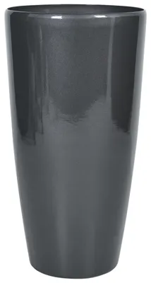 Produktbild von BELIANI Blumentopf Schwarz Steingemisch Polyresin Glasfaser 40x40x75 cm rund moderner Look Gartenaccessoires Garten Terrasse Gartenausstattung