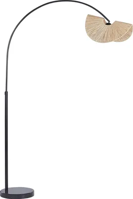Produktbild von BELIANI Stehlampe Natürlich Papierschirm 189 cm 1-Flammig Glühbirnen-Design Gefaltete Optik Rund Langes Kabel Boho Wohnzimmer Esszimmer Beleuchtung