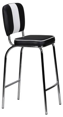 Produktbild von FineBuy Barhocker Schwarz American Diner 50er Jahre Retro Barstuhl Sitzfläche mit Rücken-Lehne Fußstütze Sitzhöhe 76 cm
