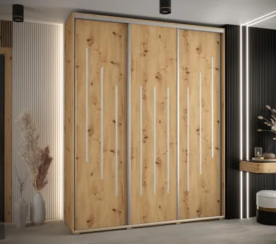 Obrázek produktu pro Šatní skříň ASIRI 8 - 200/60 cm, dub artisan / stříbrná