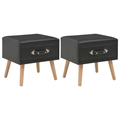 Image de vidaXL Tables de nuit 2 pcs. noir 40 x 35 x 40 cm similicuir