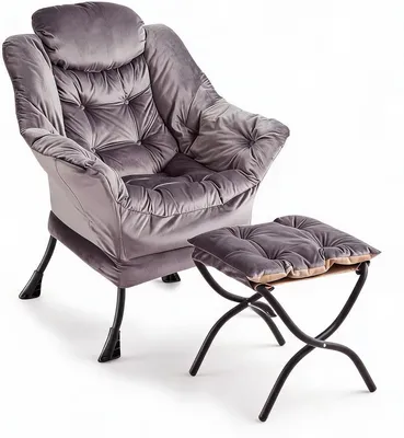 Produktbild von Sessel Loungesessel Samt Wohnzimmer Sitzsessel Relaxsessel Lesesessel grau