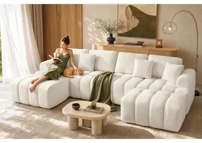 Produktbild von VASAGLE Modulares Sofa Set, Chenille, Weiß, 6-Sitzer Couch, LCS16WG101-02