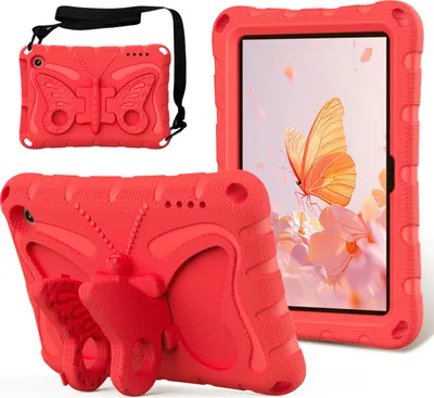 Obrázek produktu pro Dětské pouzdro pro Amazon Fire HD 7" 2022, lehké EVA pouzdro proti nárazům s ramenním popruhem a motýlkovým stojánkem Červená