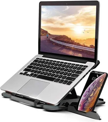 Immagine prodotto di Supporto ergonomico per notebook da 10-15,9 pollici, portatile, regolabile in altezza, con supporto per telefono, pieghevole