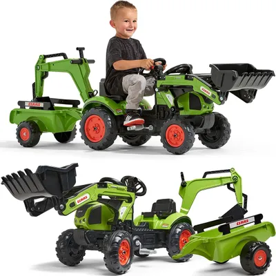 Immagine prodotto di Trattore FALK con rimorchio CLAAS Arion Tractorbagr BUCKET + caricatore da 2 anni