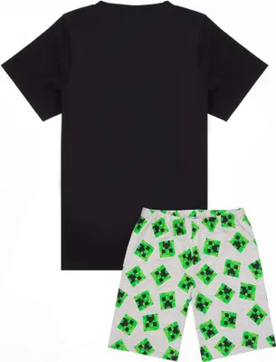 Produktbild von Minecraft - Schlafanzug mit Shorts für Jungen NS6730 (134) (Schwarz/Grau meliert/Grün)