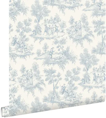 Zdjęcie produktu dla ESTAhome Tapeta nadruk toile de jouy jasnoniebieskim 50 x 900 cm