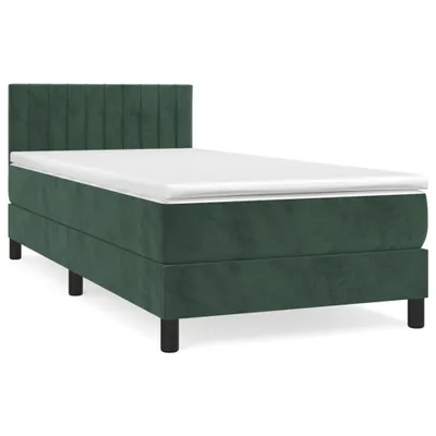 Produktbild von vidaXL Boxspringbett mit Matratze Dunkelgrün 90x190 cm Samt