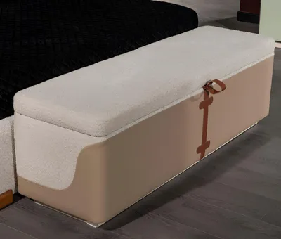 Obrázok produktu pre Spálňa Béžová lavica Luxusná textilná úložná truhlica