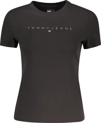 Obrázek produktu pro Dámské tričko Tommy Hilfiger černé - jednobarevné, s krátkým rukávem a kulatým výstřihem - ideální na jaro/léto (kód zboží: DW0DW20315) : Velikost - XL Velikost: XL