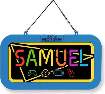 Produktbild von LED Leuchtschild Neonschild mit Namen , Leuchtende Wanddekoration mit Batterie, 18,7x10,3x1,6cm -  Samuel