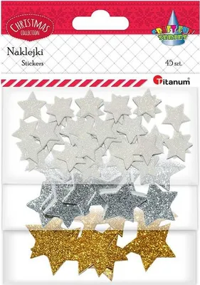 Produktbild von Glitter Schaumstoff Stern Aufkleber 45 Stück Titanum