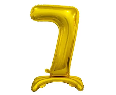 Produktbild von Stehender Folienballon. Zahl 7 (74 cm), goldfarben