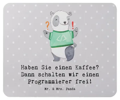 Produktbild von Mr. & Mrs. Panda Mauspad Programmierer Kaffeezeit - Grau Pastell - Geschenk, Berufsliebe, Programmiersprachen, Beruf, laptop mousepad, Softwareentwicklung, Mouse Pad