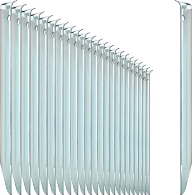 Produktbild von com-four® 24x Zelt-Heringe aus Stahl - halbrunde, robuste Erdnägel für Camping und Outdoor - ideal für normalen Boden - mit Loch für Heringzieher