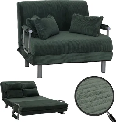 Produktbild von Schlafsessel MCW-K29, Klappsessel Schlafsofa Gästebett, Liegefläche 190x100cm, Stoff Cord (330g/m²)  grün