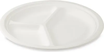 Produktbild von 250x Grillteller Fleischteller rund 3-geteilt aus Zuckerrohr Ø 26 cm