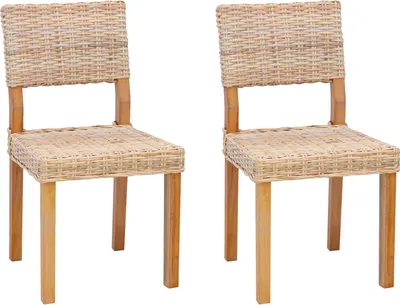 Image de vidaXL Chaise de salle à manger, lot de 2, couleur naturelle, 46 x 55 x 84 cm, rotin Kubu