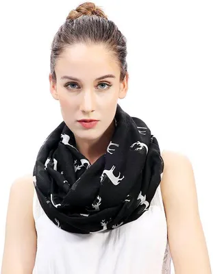 Produktbild von Unyqoos® Loopschal für Damen – weicher, leichter Schlauchschal mit Hirschmuster, 90 x 180 cm, atmungsaktiv und waschbar bei 30 °C, für alle Jahreszeiten