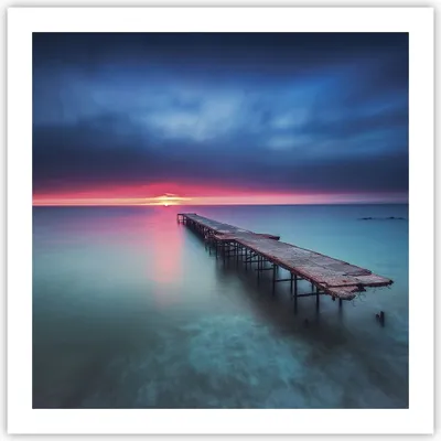 Produktbild von Poster - Poster ohne Rahmen - Brücke Meer Landschaft - 60x60 cm - Wand Bild - Wanddeko - Wandbilder - Kunstposter - Wandposter - Bilder - Kunstdruck - Wanddekoration - Wandbild - P2XAC60x60-4955