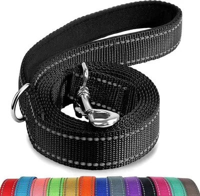 Image de Laisse pour chien en nylon réfléchissante, 18 m x 25 cm, noire, pour l'entraînement et les promenades