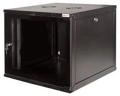 Produktbild von LogiLink W15A54B, Wandmontiertes Regal, 15U, 50 kg, Sperrschloss, Schwarz