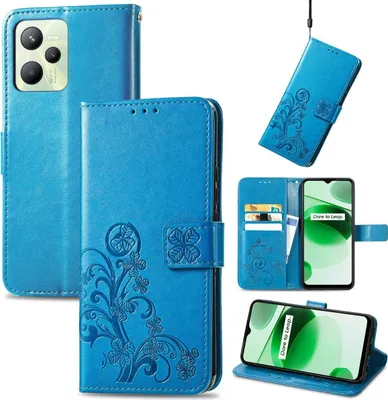 Produktbild von König Design Hülle kompatibel mit Realme C35 Kunstleder Handyhülle - Handy Case Blau