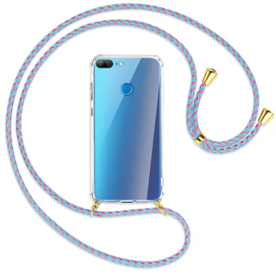 Produktbild von Handykette Backcover-Schutzhülle mit Band (Metall goldfarben) für Honor 9 Lite / 9 Youth Edition - pink/mint