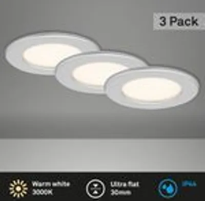 Produktbild von LED Einbauleuchte Ultraflach 3er Set chrom-matt 6W IP44 Ø11,5cm Briloner