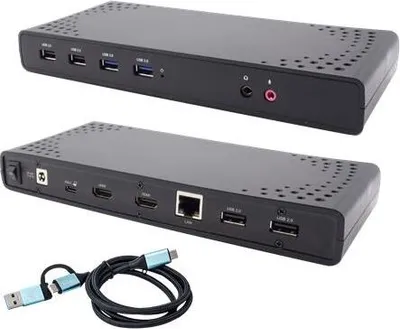 Obrázok produktu pre i-tec CADUALHDMIDOCKPD, Kábel, USB 3.2 Gen 1 (3.1 Gen 1) Type-C, 100 W, 3,5 mm, 10,100,1000 Mbit/s, Čierna