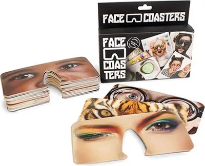 Produktbild von Party Masken Face Coasters 40 Motive Gesichtsaufdruck Partybilder Untersetzer