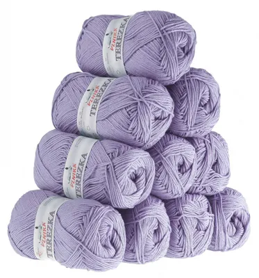 10 x 50g Strickgarn TEREZKA 100% Baumwolle, lila-flieder