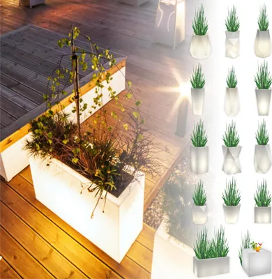 Produktbild von Monumo®️ Leuchtender Blumentopf Groß 38 cm x 75 x 35 | geeignet für Haus, Büro, Garten, Patio, Restaurant, Terrasse, gemütliche Innenlampe LUNGO