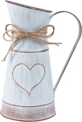 Produktbild von Vintage Blumenvase Herz Milchkanne Eisen Blumentopf Shabby Chic Deko Landhaus Vase Rustikal Blumeneimer,(Linienherzform)