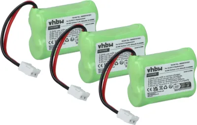 Produktbild von vhbw 3x Akku kompatibel mit Audioline DECT 7501, 7500 Plus, 7800, 7800B, 7500, 7500 Micro schnurlos Festnetz Telefon (400 mAh, 2,4 V, NiMH) Grün