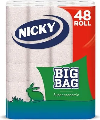 A package of Nicky toilet paper rolls.